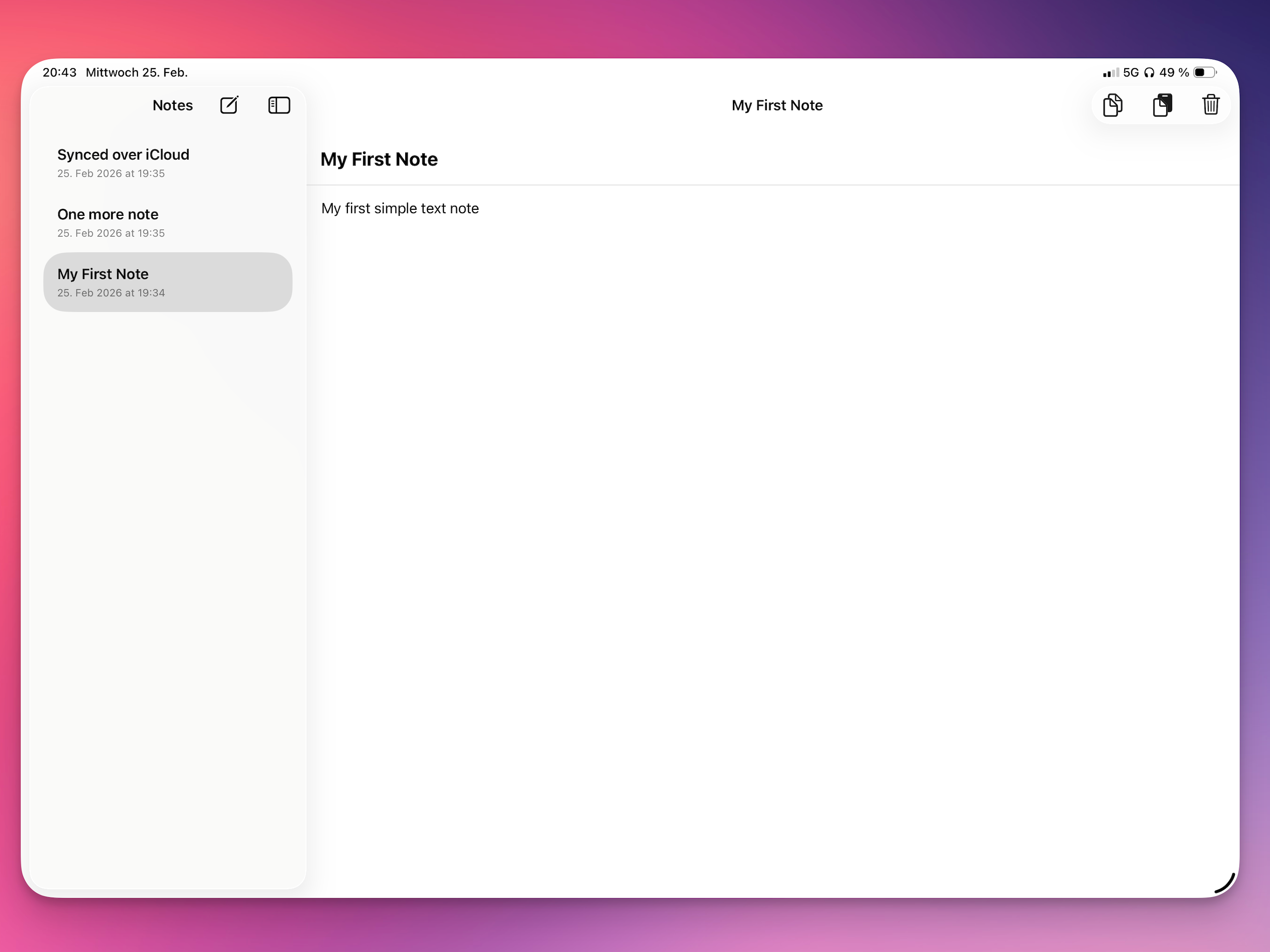 Simple Text Notes – iPad screenshot 1